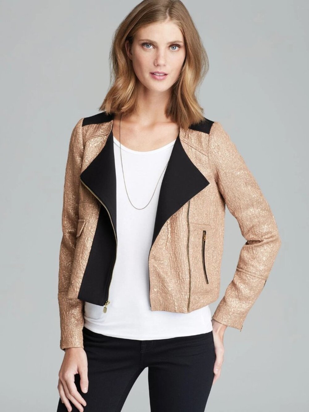 TWELFTH STREET BY CYNTHIA VINCENT Metallic Motorcycle Jacket Size 2 NWT $445